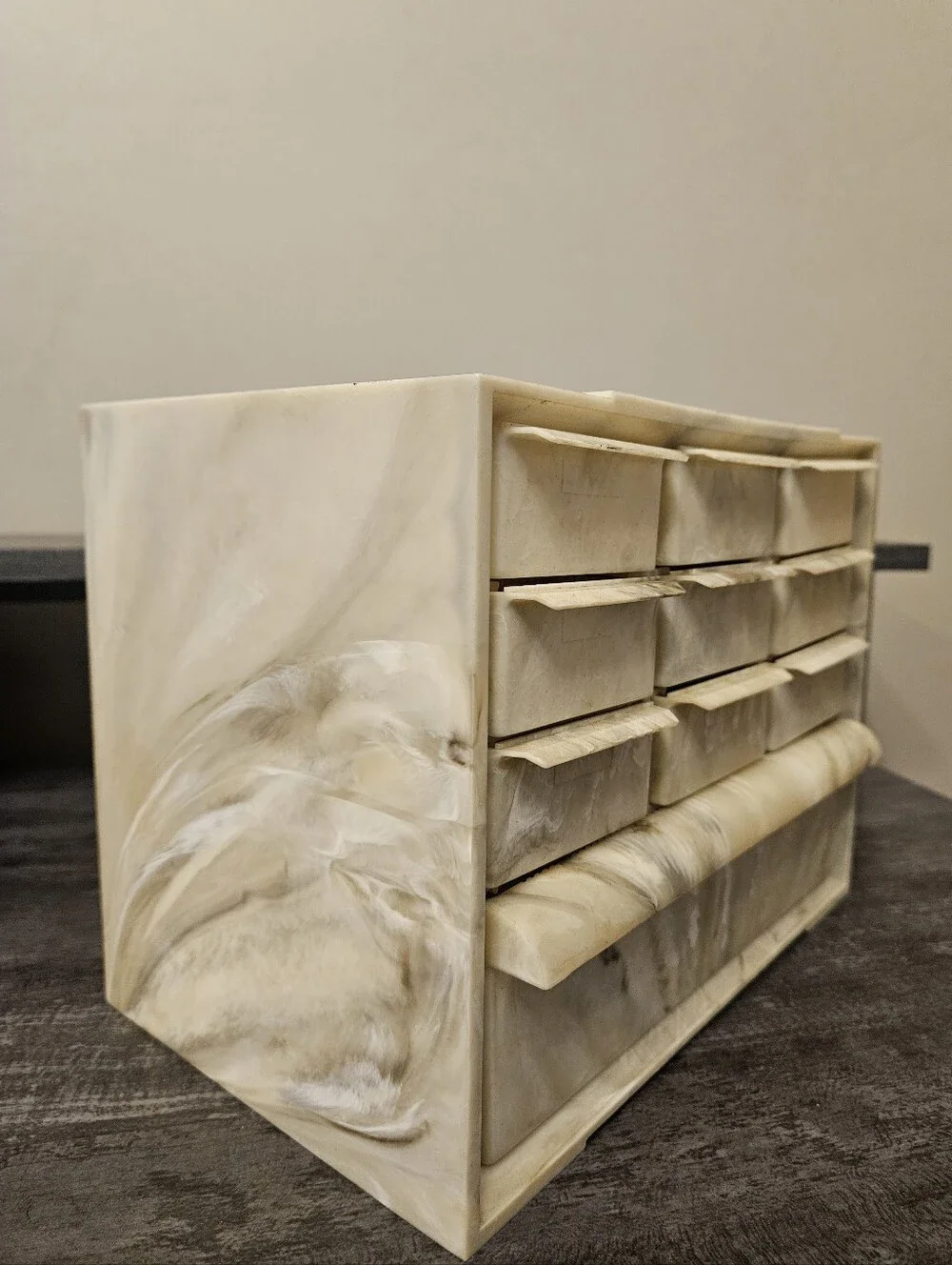 Vintage AKRO-MILS Cabinets Marble-Pattern Desktop Storage Organizer - 10 Drawers
